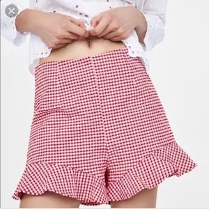 Red gingham Zara shorts